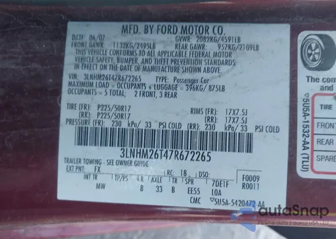 2007 Lincoln Mkz z USA, uszkodzony, nr VIN 3LNHM26T47R672265